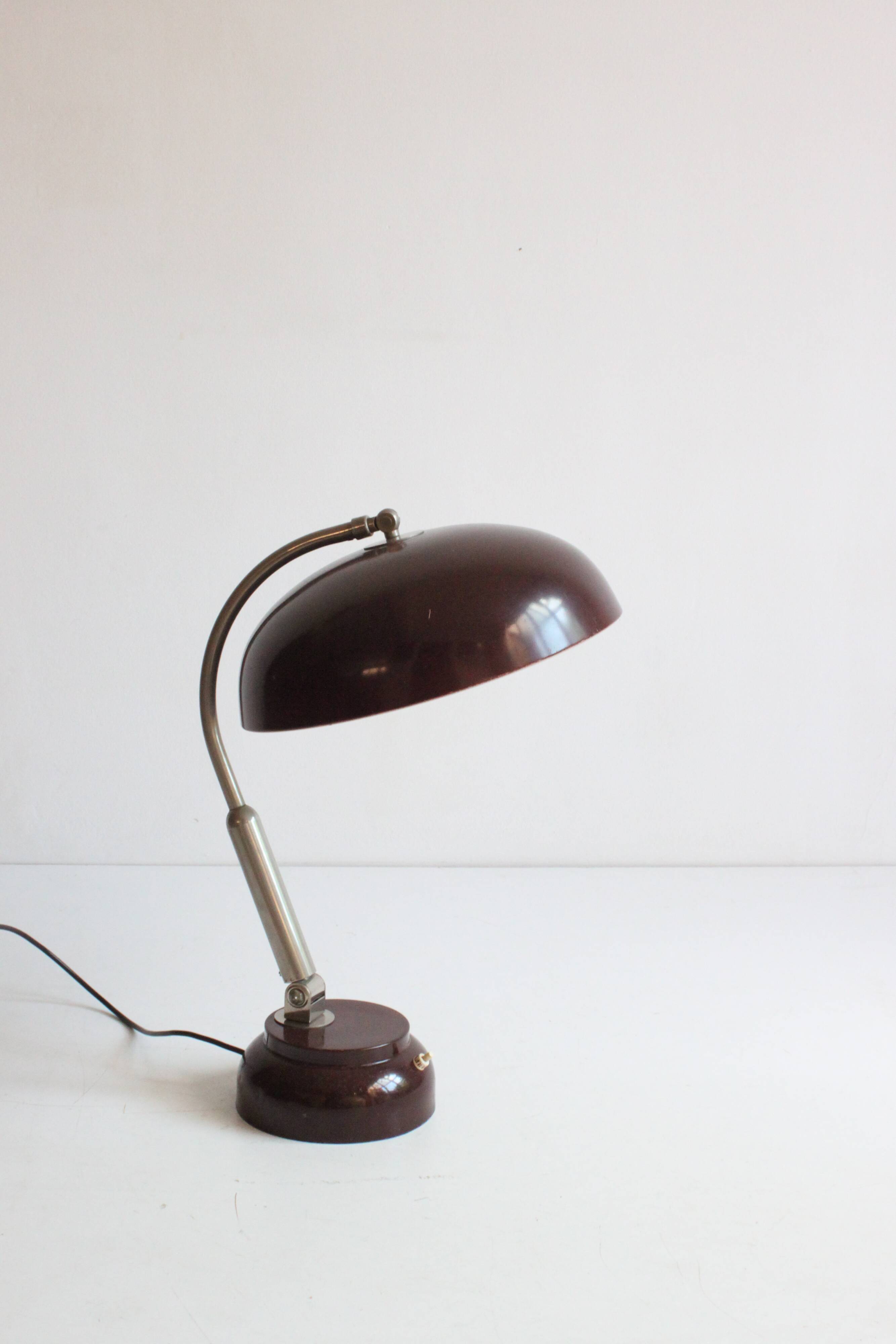 Lampe de bureau en métal avec anneau lumineux par Hala, Pays-Bas, années 1950