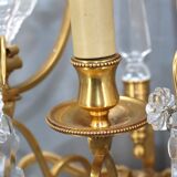 Pair of Louis XVI style gilded bronze & bohemian crystal sconces