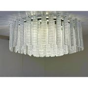 Contemporary Modern Clear Strips “Listelli” Murano Glass Burnish Flush Moun