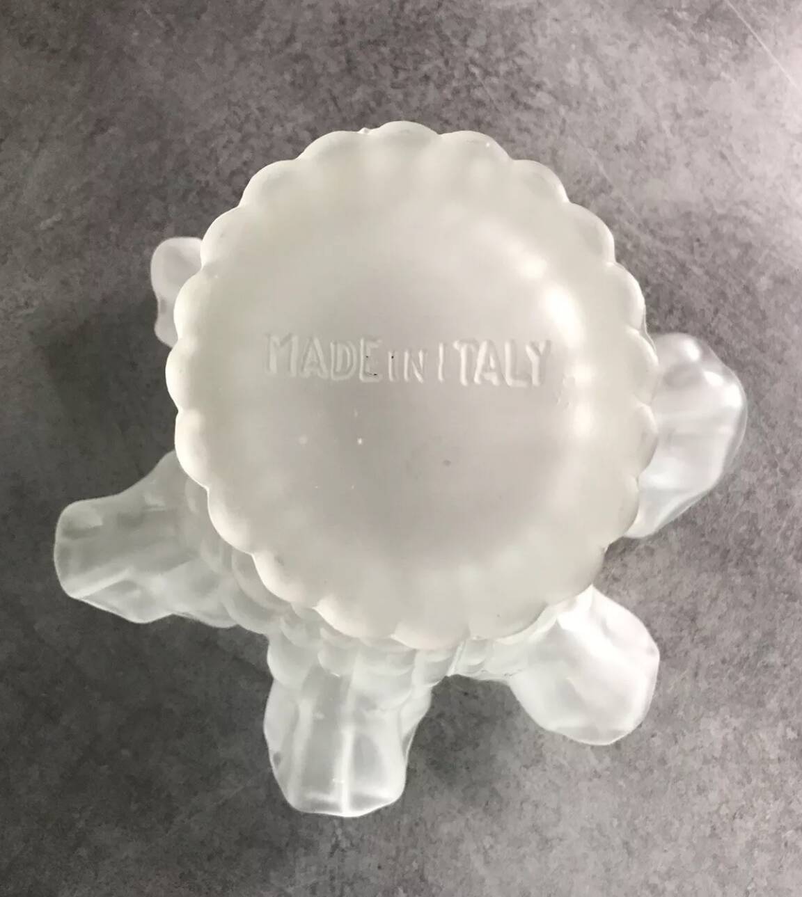 Vintage frosted glass vase from Italy in a tulip shape with a flared rim.