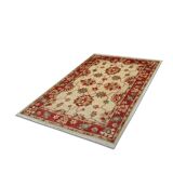 Traditional Cream Wool Rug, Small Red Floral Oriental Carpet 86x123 cm