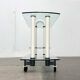 Chariot de bar postmoderne italien en verre et métal de Metalnova, années 1980