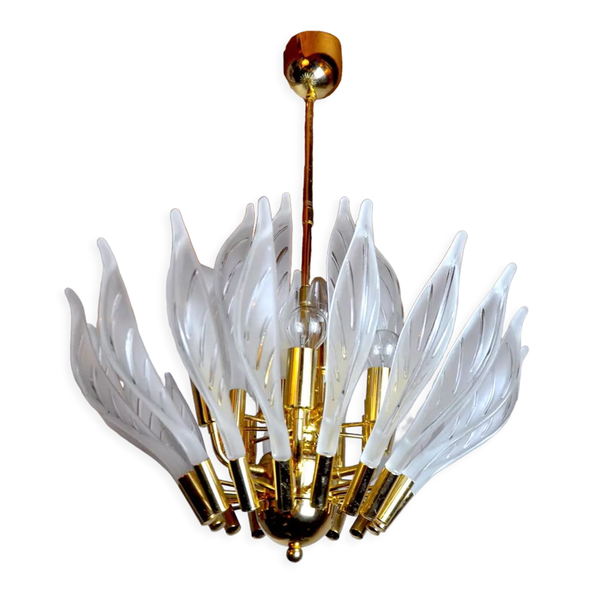 Venini's floral chandelier, murano glass leaves, Italy, 1970