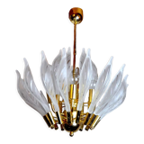 Venini's floral chandelier, murano glass leaves, Italy, 1970