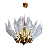 Venini's floral chandelier, murano glass leaves, Italy, 1970