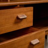 Mid-Century Teak Highboard with Sculpted Legs, Storage and Glass Shelf, 1960s