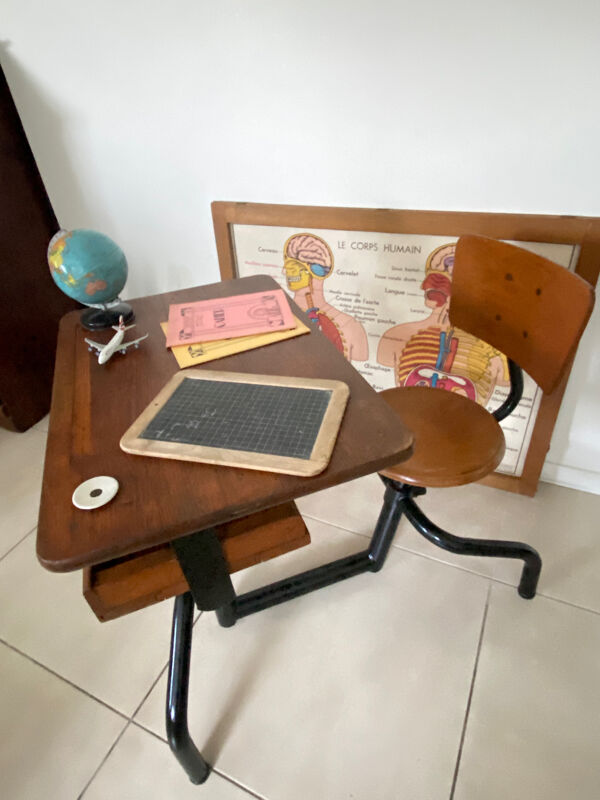 Pupitre bureau d’écolier vintage