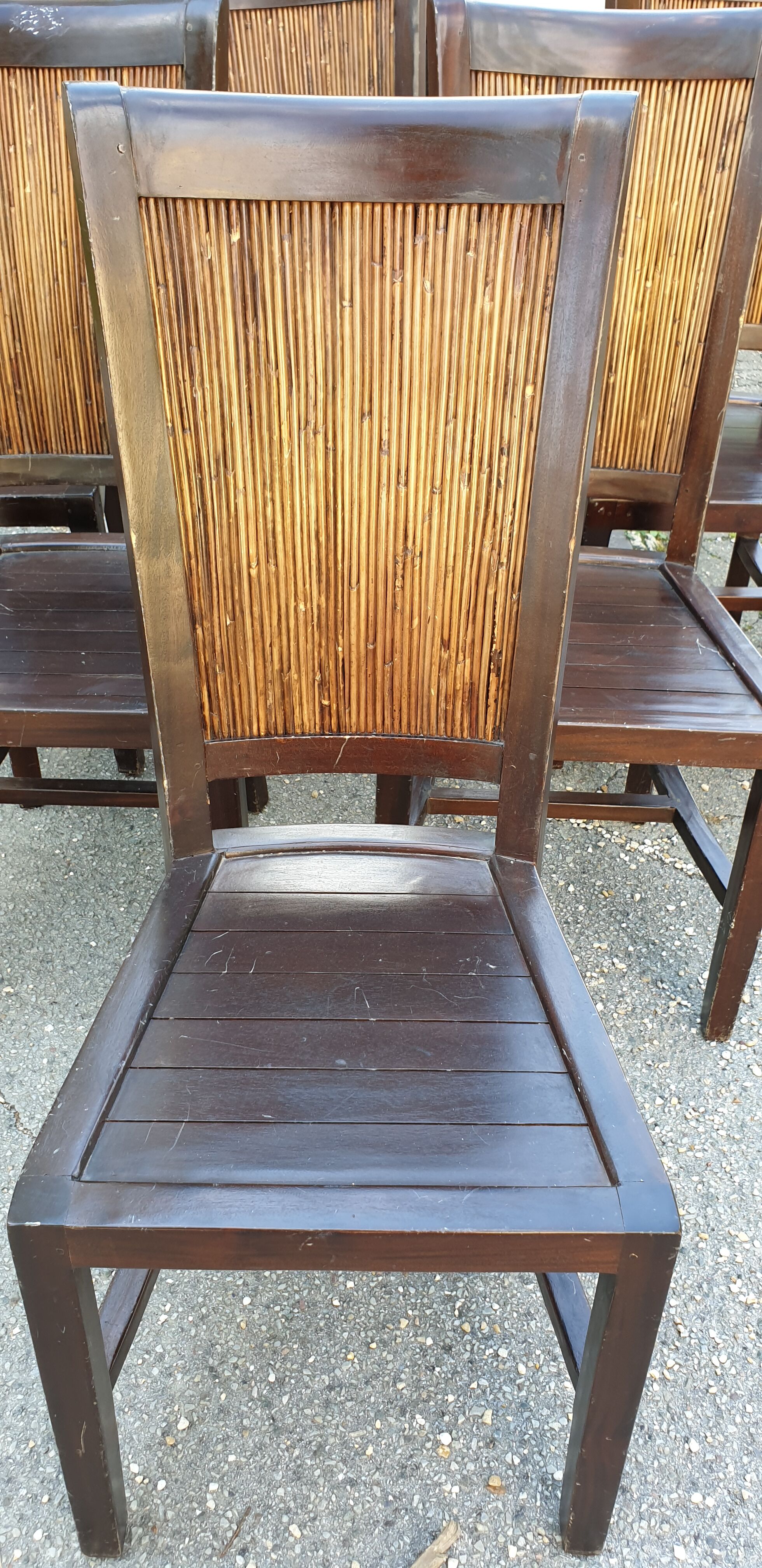 6 chairs peacock and wood