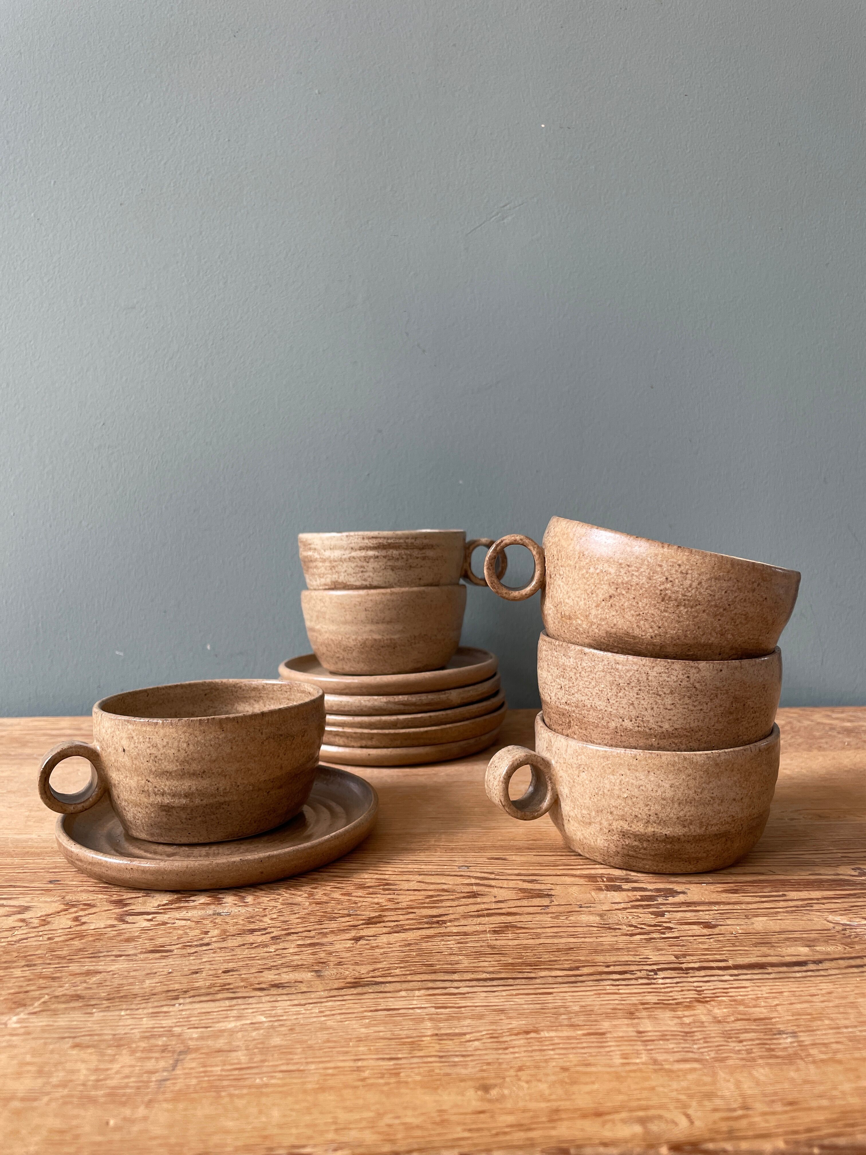 Series of 6 vintage coffee cups in Aris stoneware