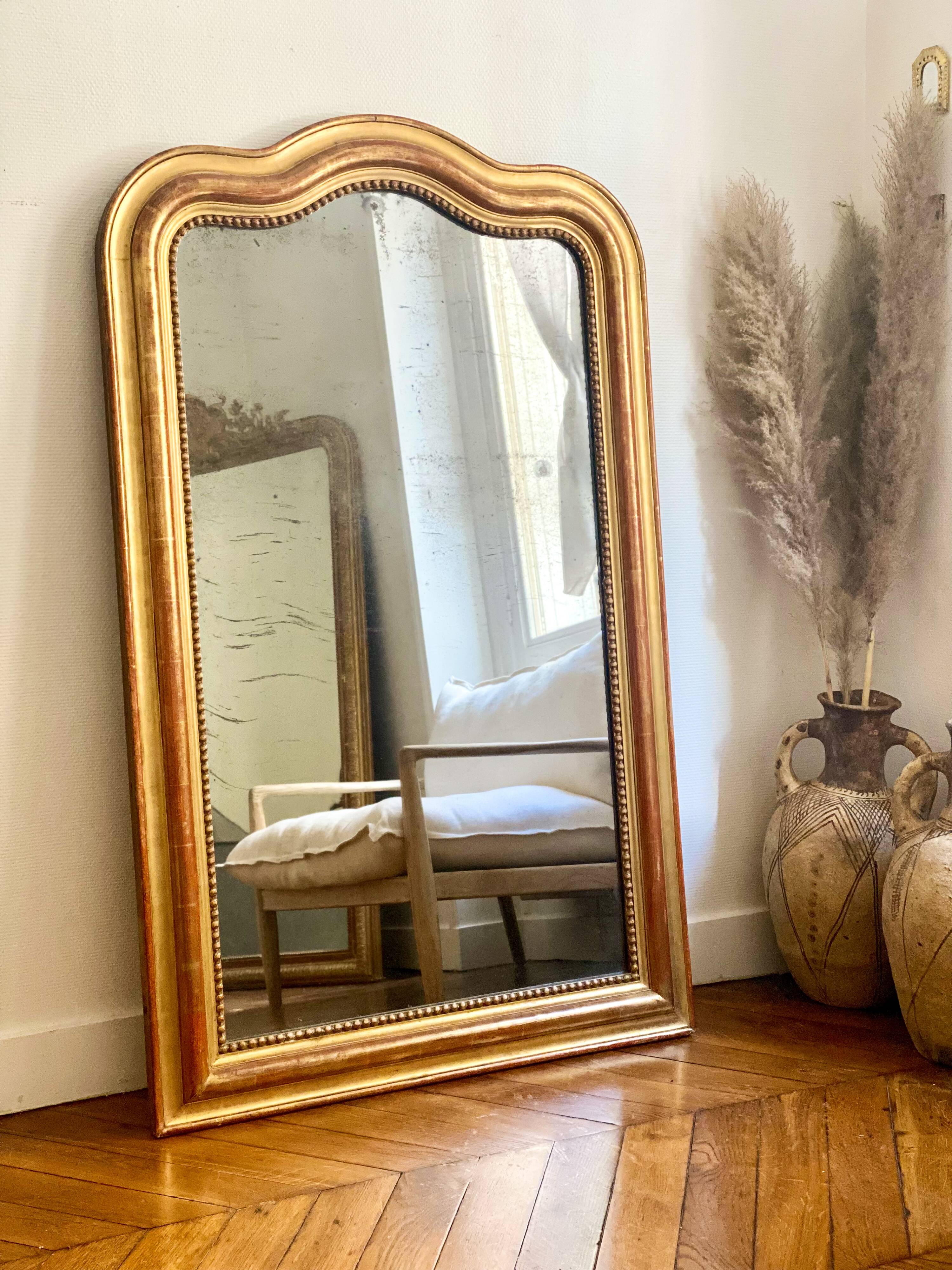 Old mirror louis Philippe golden gold leaf fireplace