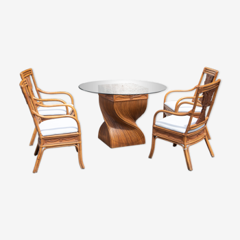 Set table and chairs epi twisted rattan