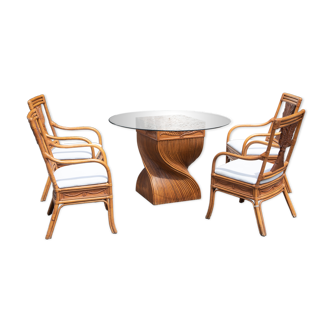 Set table and chairs epi twisted rattan