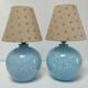 Deux pieds lampes boules art déco verre de clichy bleu