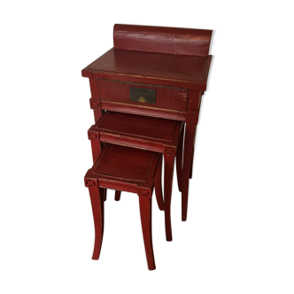 Asian style red pull-out tables