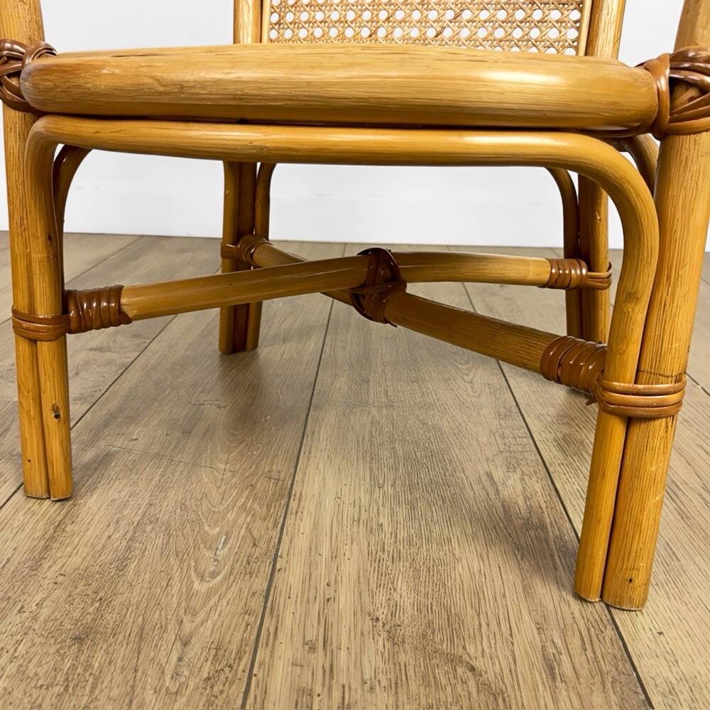 Child's armchair in rattan and caning from the 1960s.