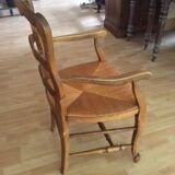 Wood and straw armchair