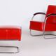 Set of Bauhaus Armchair with Foot Stool attributed to Mucke Melder, 1930s