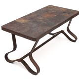 Brutalist coffee table by Adnet