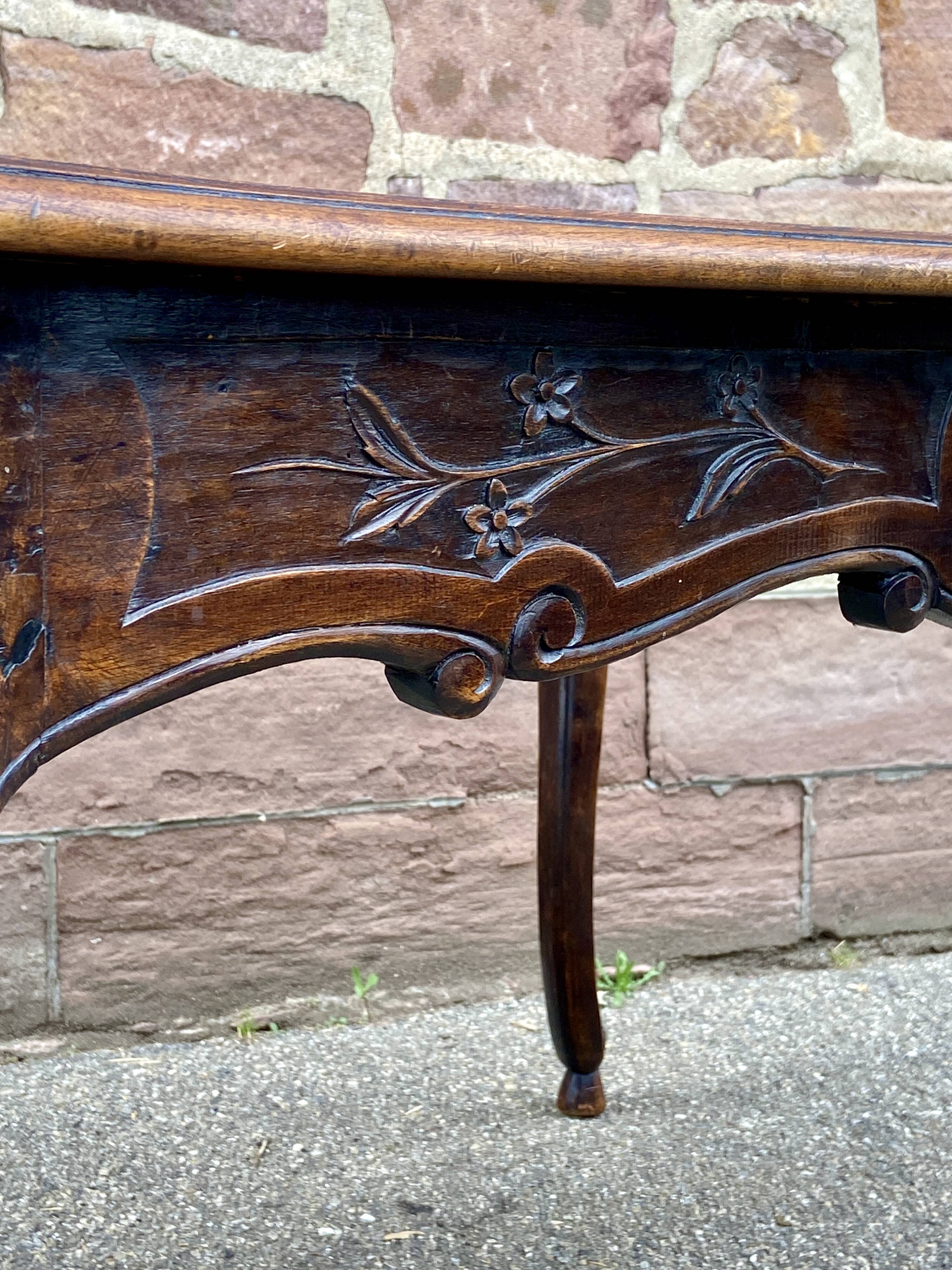 Rocaille louis xv style desk table in walnut provence 1920s