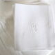 Rectangular damask cotton case and its 11 towels, PG monogram, vintage