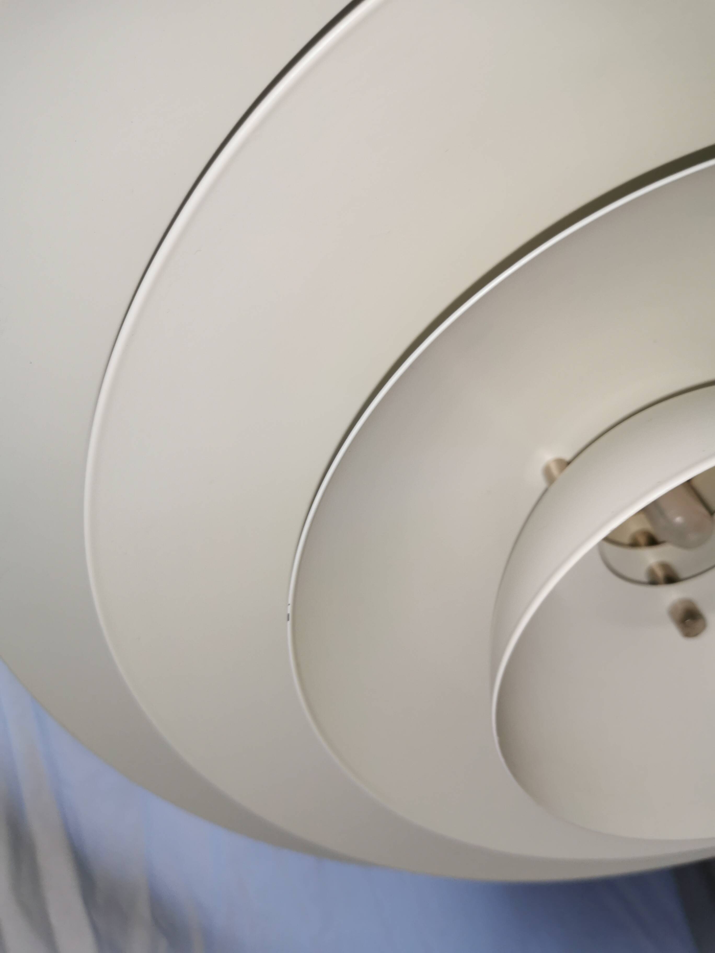 White pendant light, Scandinavian, space age, Poulsen style, 1990.