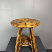 Mid-Century Italian pencil reed rattan side or occasional table, ca 1950s