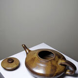 Vintage Japanese-style teapot from the 70s-90s, handmade brown stoneware signed Pichon.