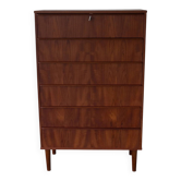 Chiffonnier « tallboy » vintage danois en teck avec 7 tiroirs