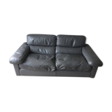 Poltrona Frau grey leather sofa - Petronio model