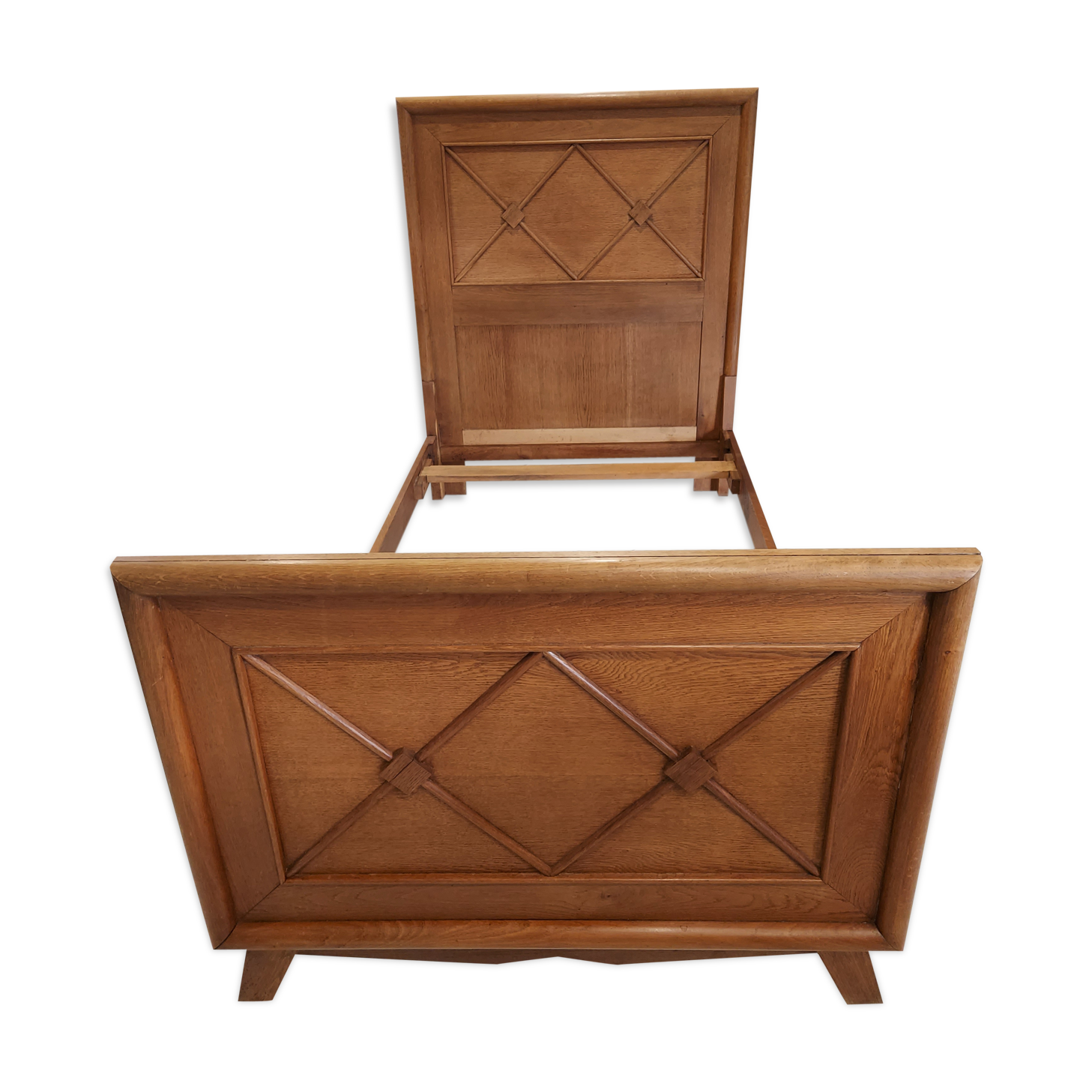 Single bed with crosspieces Manufrance vintage 1950