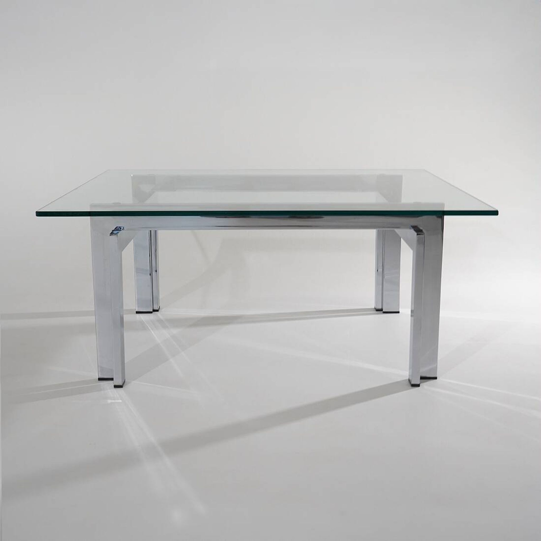 Square coffee table in glass and steel, 1970s