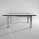 Table basse carrée en verre et acier, années 1970