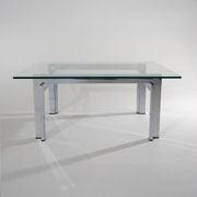 Square coffee table in glass and steel, 1970s