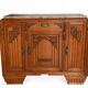 Art Deco buffet from the 1930s, solid wood, marble top, removable mirror.