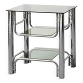 1970s vintage metal smoked glass vintage modern antique tv stand table