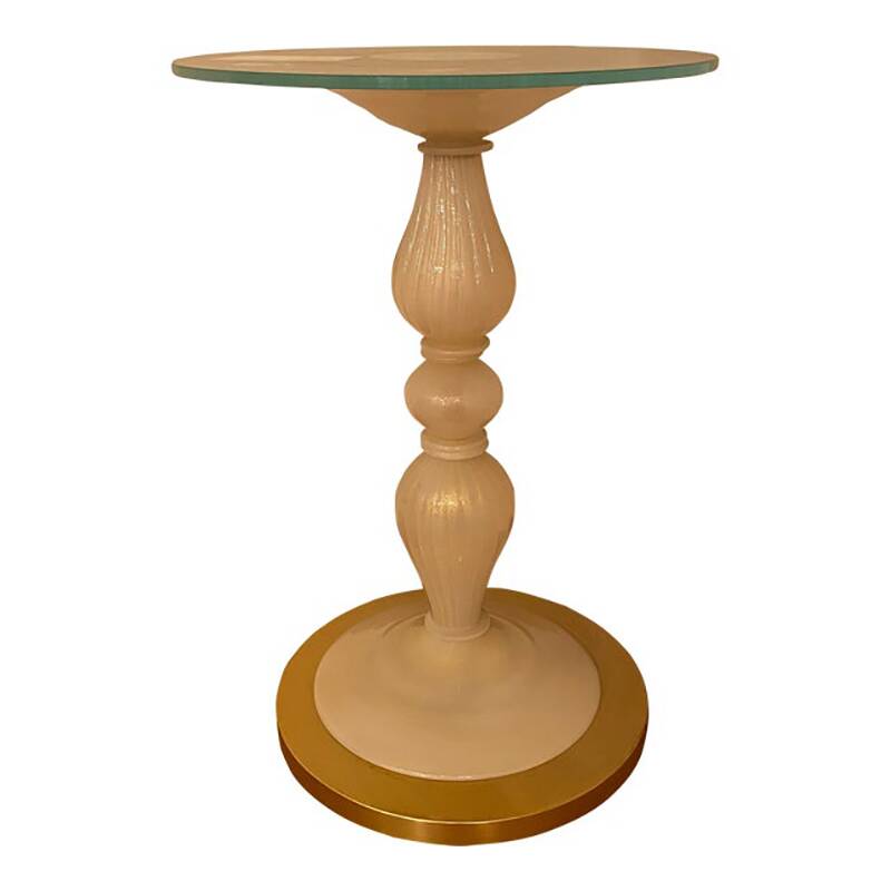 1990s Italian Venetian White and Gold Murano Glass Style Coffee Table