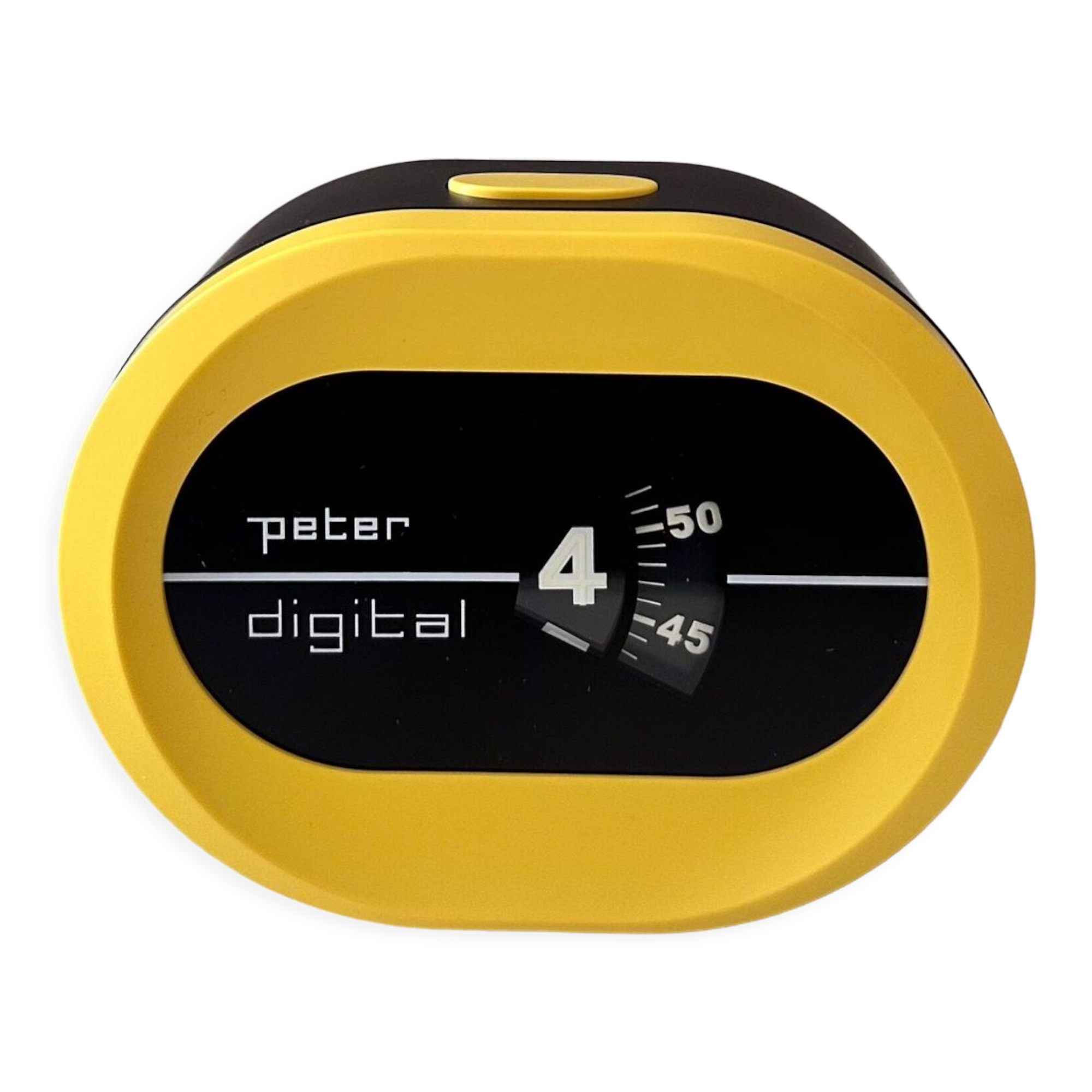 Yellow alarm clock "Peter Germany" NOS, Space Age, mechanical clock, 70's alarm clock OVP