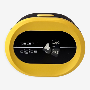 Réveil jaune « Peter Germany » NOS, Space Age, horloge mécanique, réveil des années 70 OVP