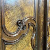 Bressane wardrobe of Louis XV period in walnut and walnut magnifying glass 18th