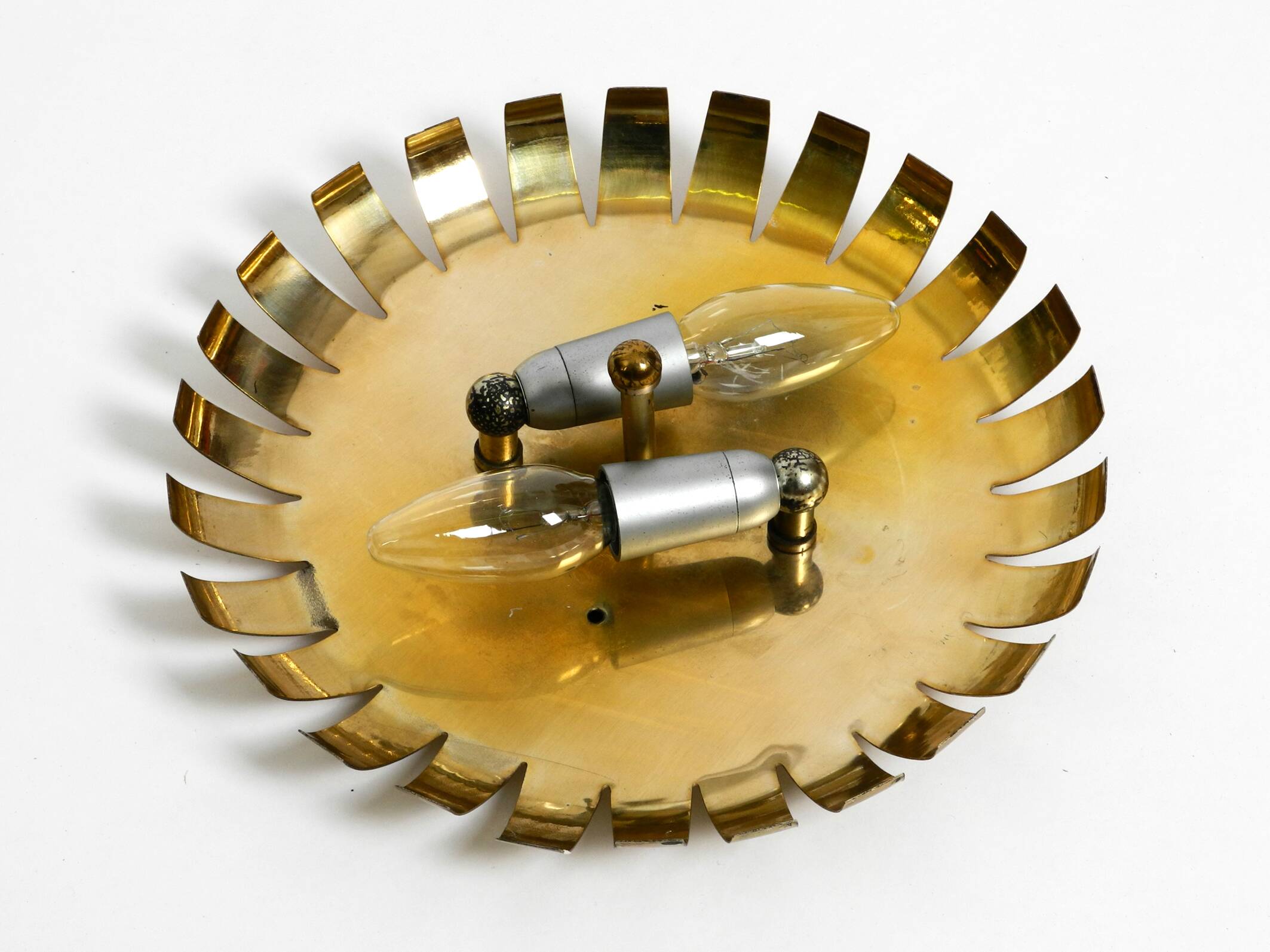 Mid Century Modern ceiling lamp made of glass stones and brass frame