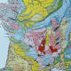 Geological map 1908 France in colour 27x37cm