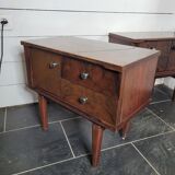 Pair of vintage 70s walnut bedside tables