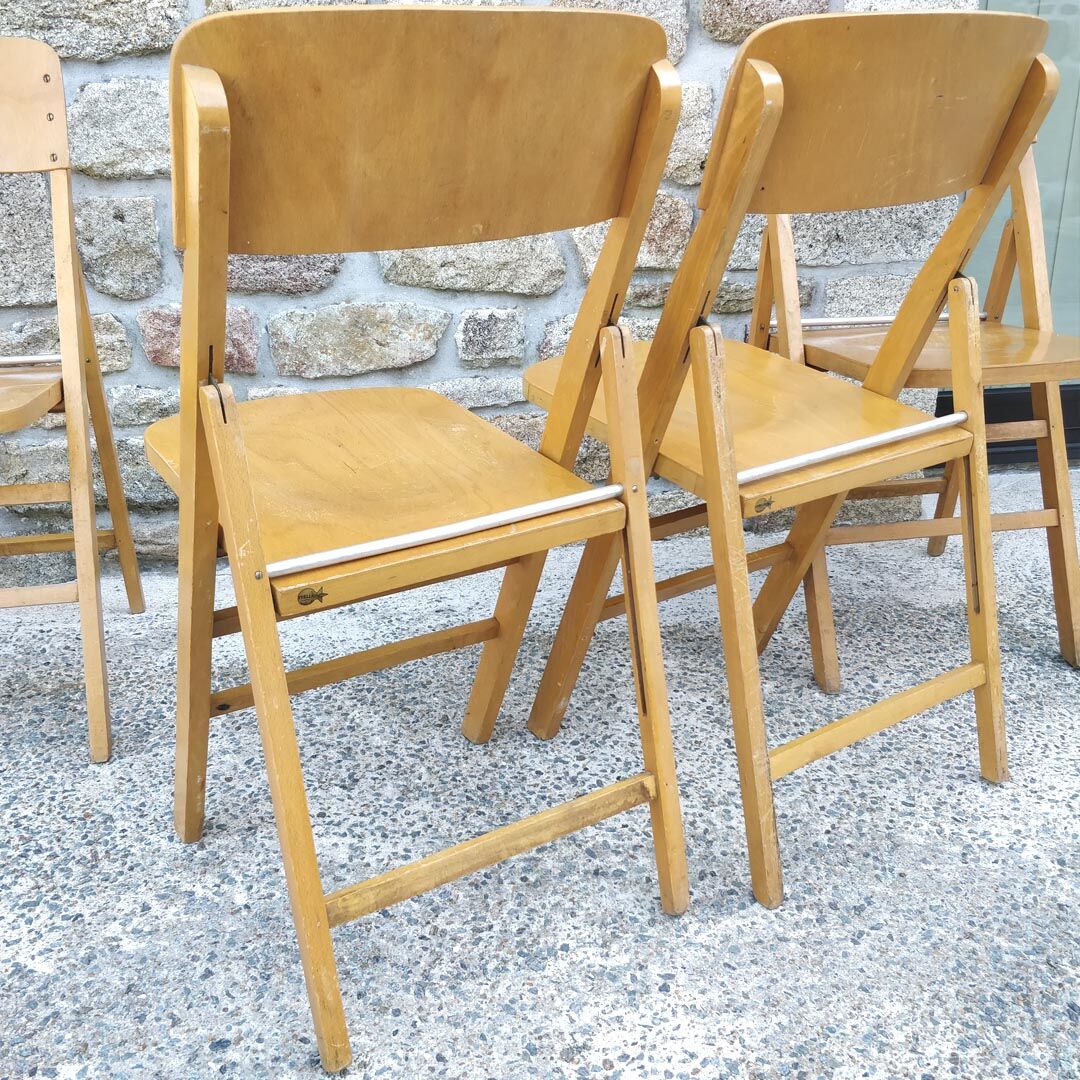 Four 60s wooden Stella chairs