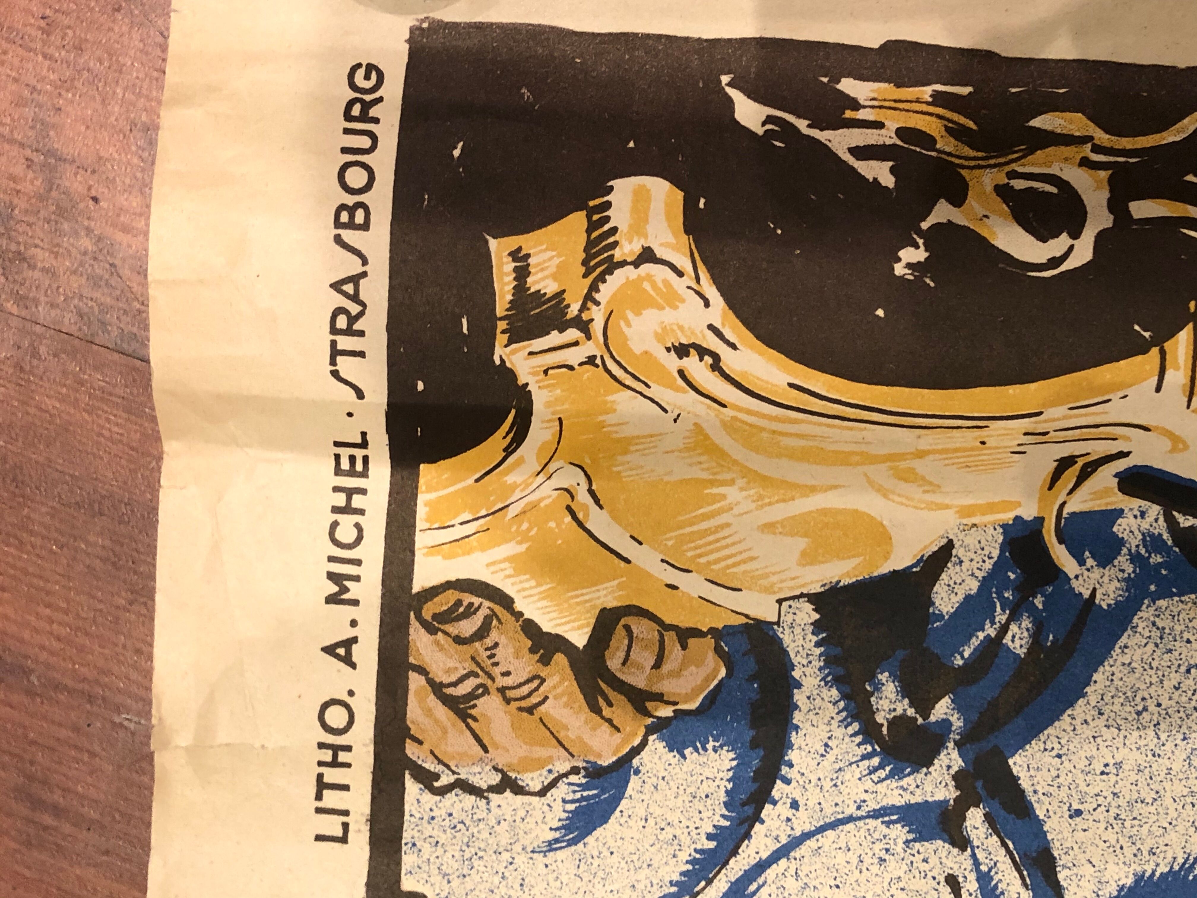 Affiche lithographique originale René Kuder 1939 Alsace Art Deco