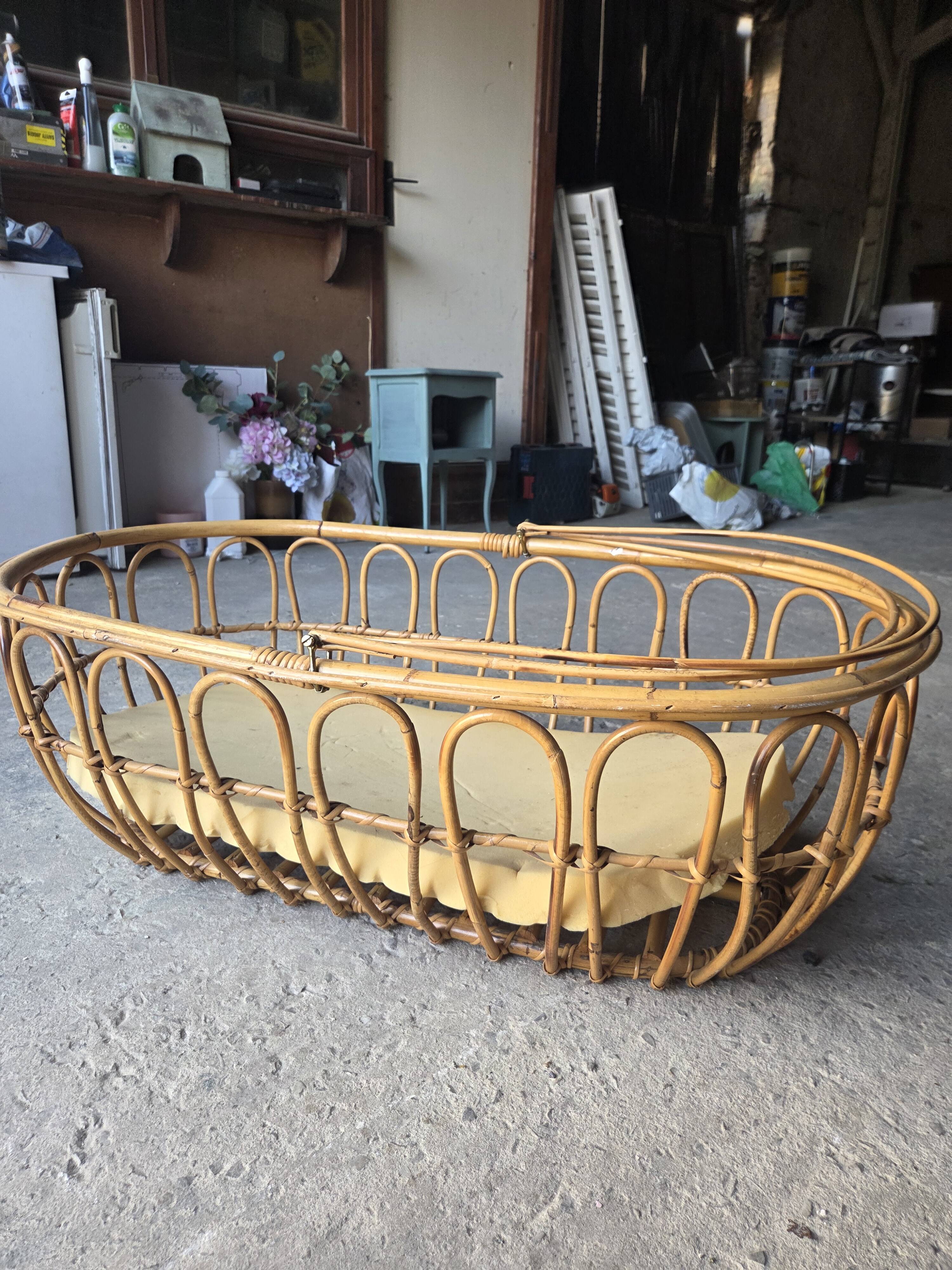 Vintage rattan cradle
