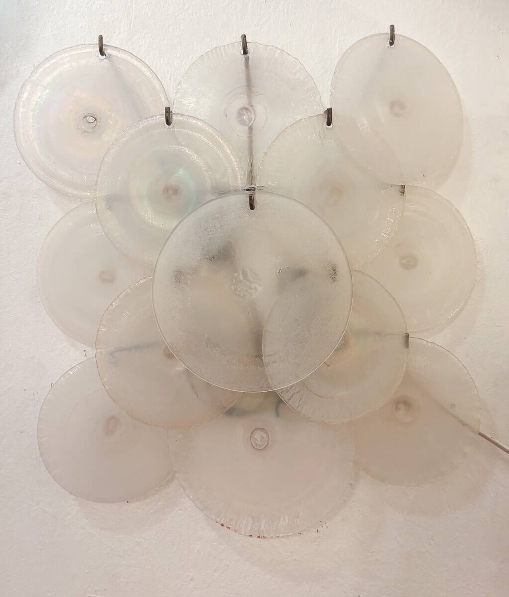 Pair of Carlo Nason Wall Lamps With Murano Glass Discs - 1960s