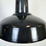 Lampe à suspension industrielle en émail gris foncé français, années 1960