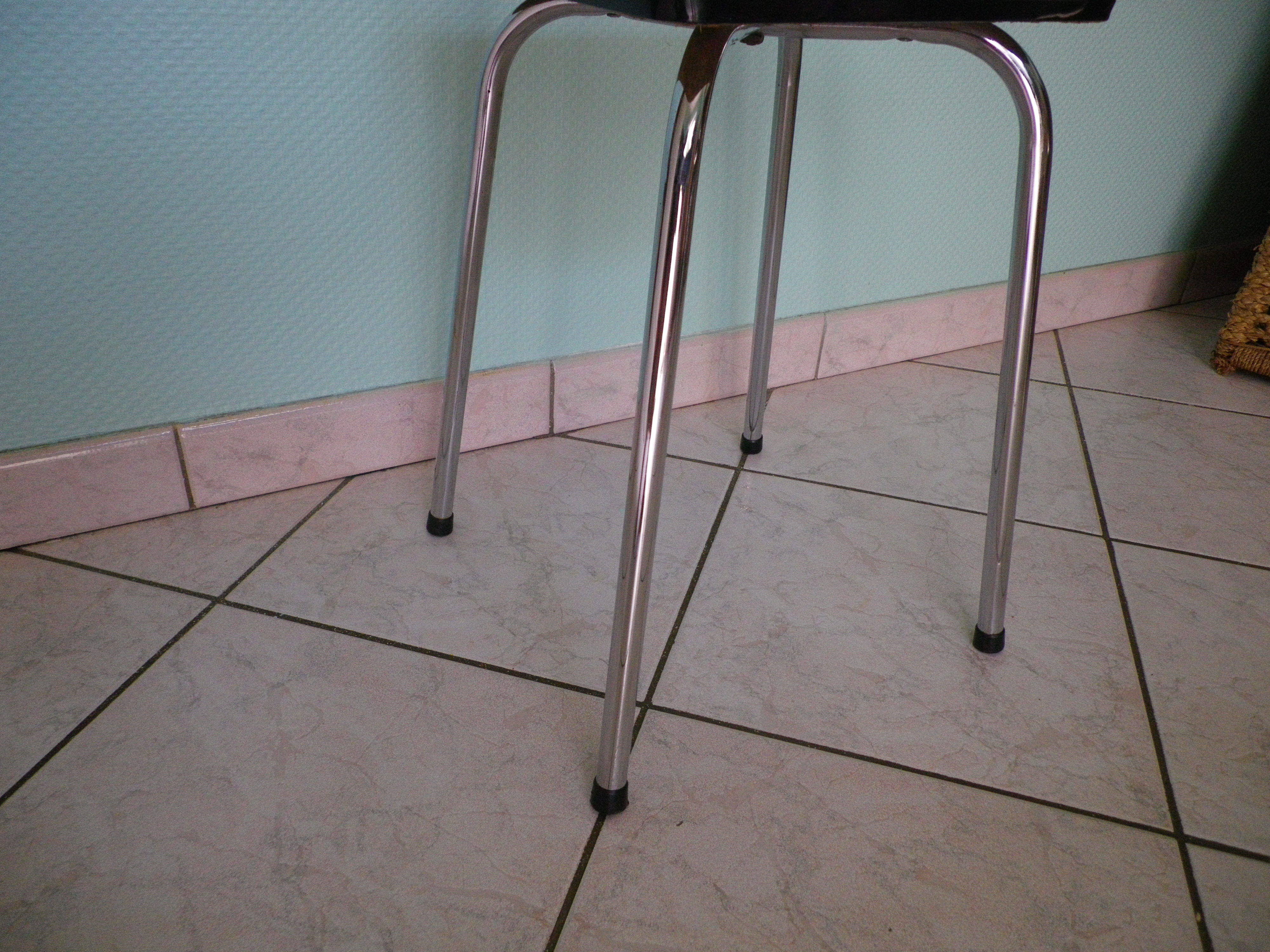 White formica stool with gray zebras from the 60s