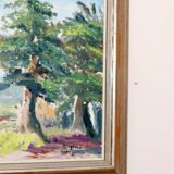 Original Swedish oil painting on canvas from the mid-century "Summer Landscape" by B. Högberg.