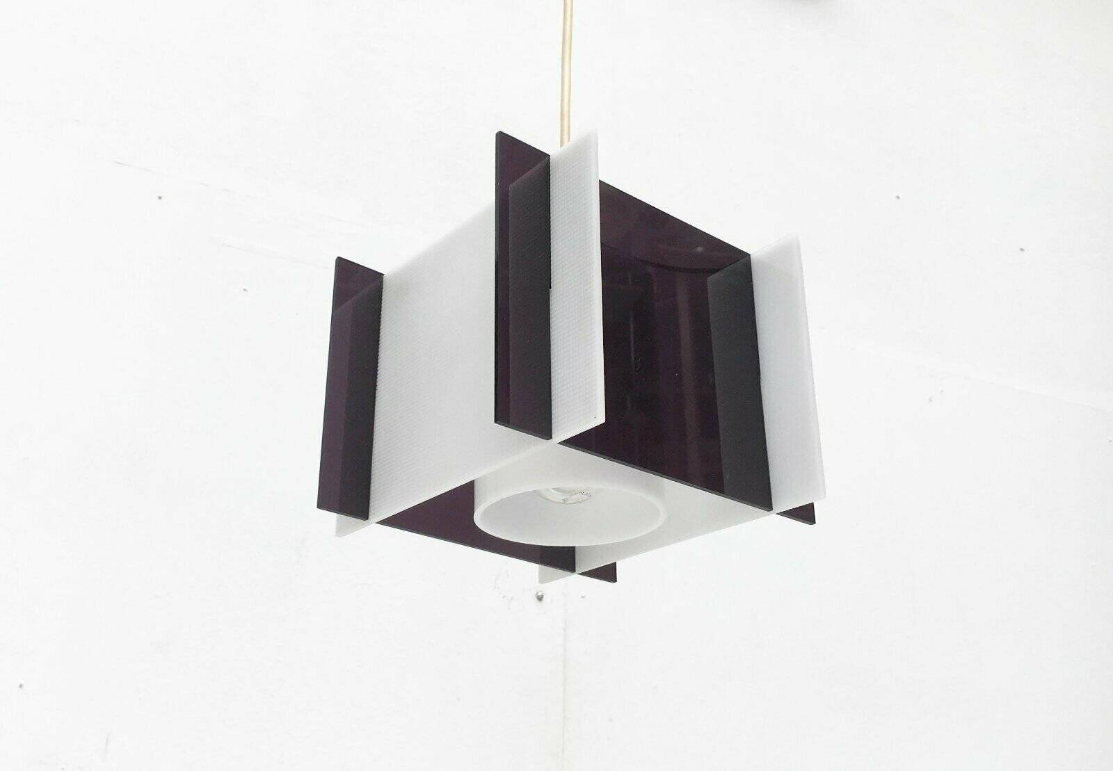 Mid-century space style acrylic cube pendant lamp, 1960s
